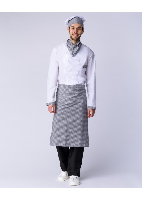 Костюм повара Шеф-2 (тк.ТиСи), белый/черный/принт-клетка Костюм повара Шеф-2 (тк.ТиСи), белый/черный/принт-клетка