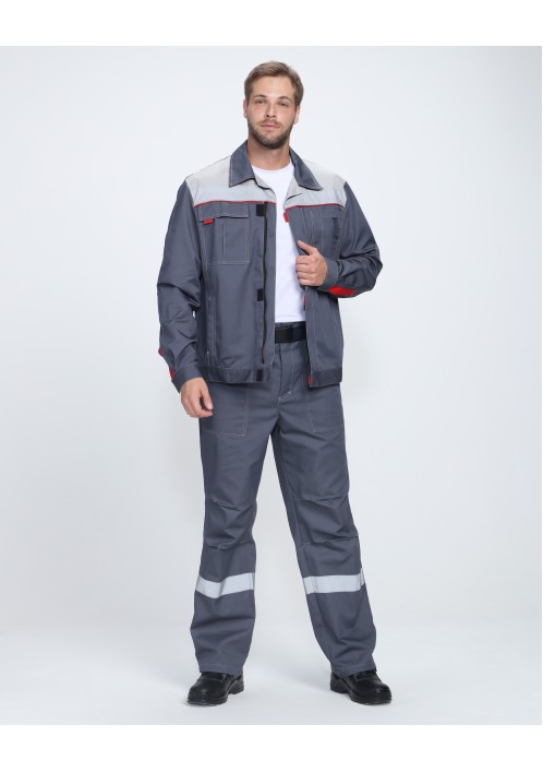 Костюм Фаворит-1 Премиум СОП (тк.Смесовая,240) брюки, т.серый/серый/красный Костюм Фаворит-1 Премиум СОП (тк.Смесовая,240) брюки, т.серый/серый/красный