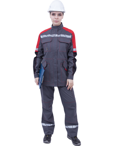 Куртка женская ХАЙ-ТЕК SAFETY летняя, серый/черный/красный