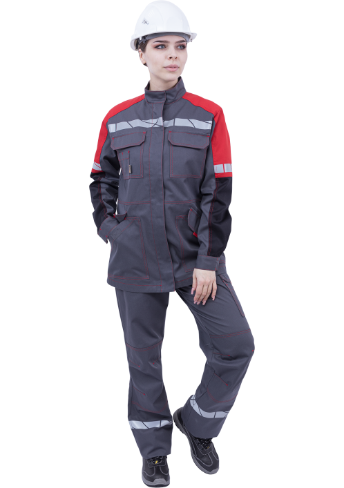 Куртка женская ХАЙ-ТЕК SAFETY летняя, серый/черный/красный Куртка женская ХАЙ-ТЕК SAFETY летняя, серый/черный/красный