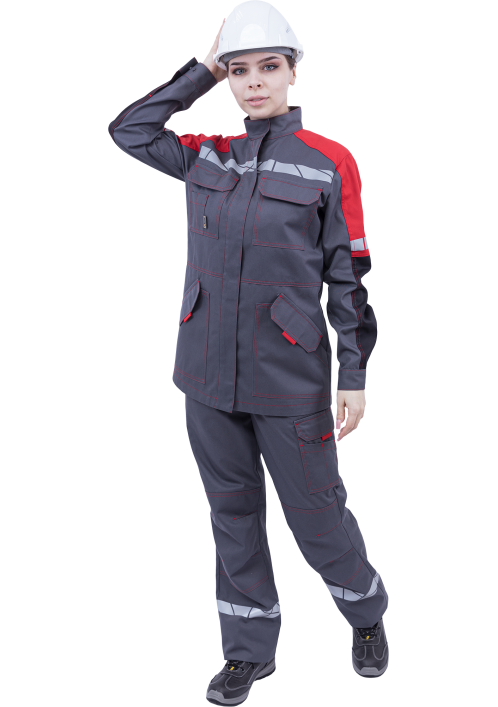 Куртка женская ХАЙ-ТЕК SAFETY летняя, серый/черный/красный Куртка женская ХАЙ-ТЕК SAFETY летняя, серый/черный/красный