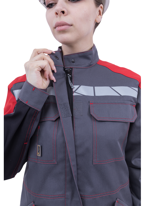 Куртка женская ХАЙ-ТЕК SAFETY летняя, серый/черный/красный Куртка женская ХАЙ-ТЕК SAFETY летняя, серый/черный/красный