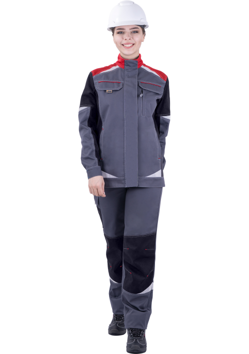 Куртка женская ТУРБО SAFETY летняя, серый/черный/красный Куртка женская ТУРБО SAFETY летняя, серый/черный/красный