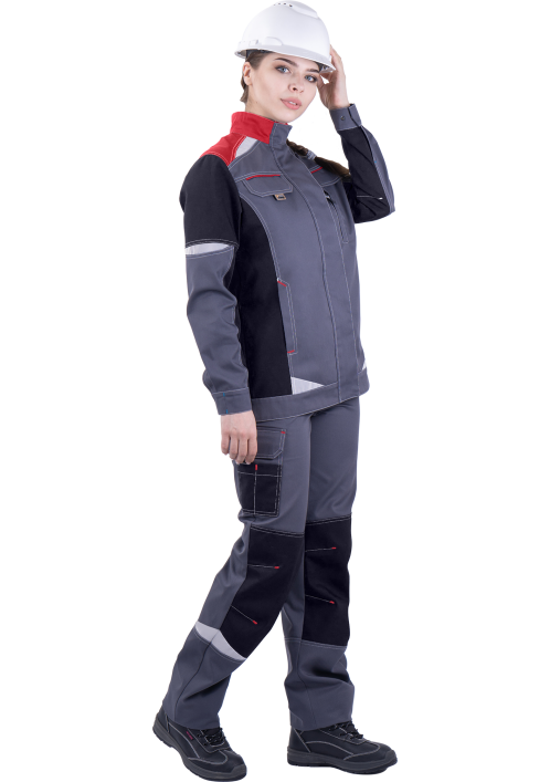 Куртка женская ТУРБО SAFETY летняя, серый/черный/красный Куртка женская ТУРБО SAFETY летняя, серый/черный/красный