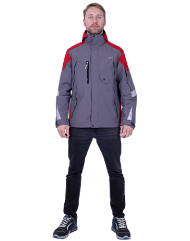 Куртка-штормовка РЕСПЕКТ, серый/красный