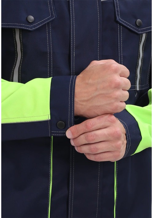 Костюм мужской "Оптимальный" летний с брюками т.синий/лимонный Костюм мужской "Оптимальный" летний с брюками т.синий/лимонный