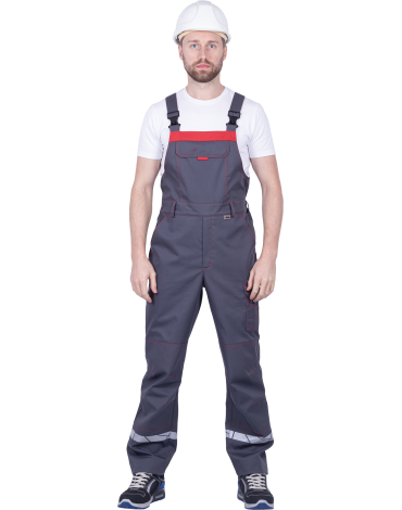 Полукомбинезон ХАЙ-ТЕК SAFETY летний, серый/красный