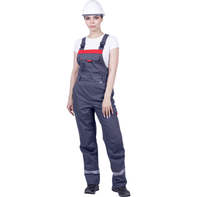 Полукомбинезон женский ХАЙ-ТЕК SAFETY летний, серый/красный