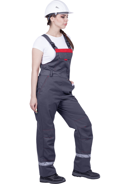 Полукомбинезон женский ХАЙ-ТЕК SAFETY летний, серый/красный Полукомбинезон женский ХАЙ-ТЕК SAFETY летний, серый/красный