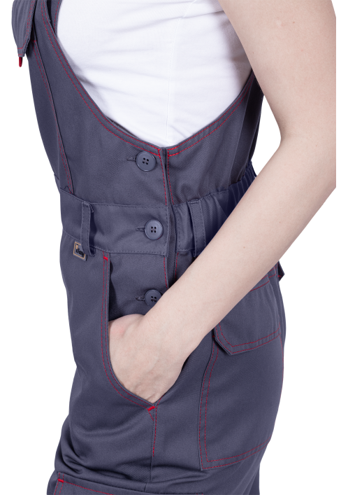 Полукомбинезон женский ХАЙ-ТЕК SAFETY летний, серый/красный Полукомбинезон женский ХАЙ-ТЕК SAFETY летний, серый/красный