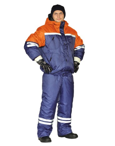 Костюм зимний "СТИМ" куртка/полукомб. цвет: т.синий/оранжевый