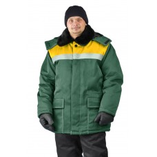 Куртка зимняя "УРАЛ" цвет: т.зеленый/желтый