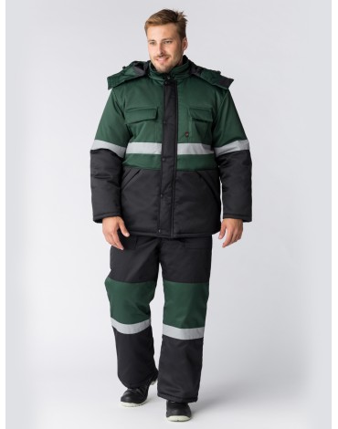 Костюм зимний Профи-Норд (Смесовая, 250) п/к, черный/зеленый