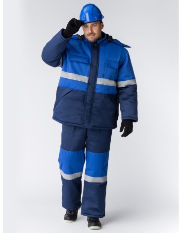 Костюм зимний Профи-Норд (Смесовая, 250) п/к, темно-синий/васильковый