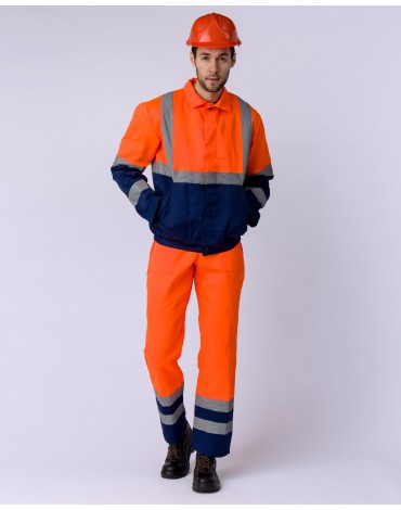 Костюм Дорожник с укороченной курткой (тк.Смесовая,210) п/к, оранжевый/т.синий