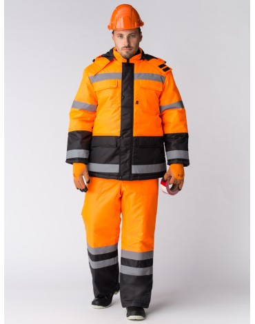 Костюм зимний Дорожник (Оксфорд) брюки, оранжевый/черный