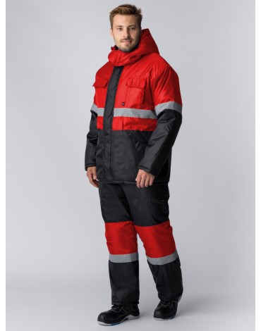 Костюм зимний Профи (Оксфорд) п/к, красный/черный