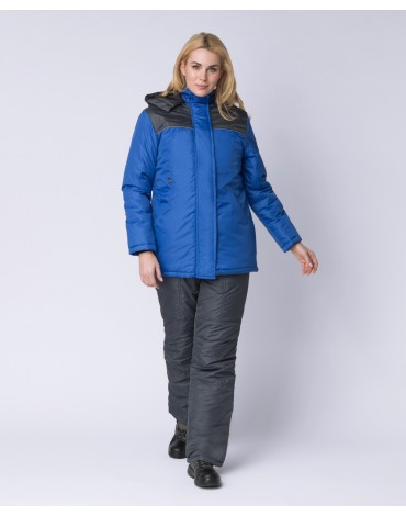 Куртка зимняя женская Снежана (Дюспо), васильковый/темно-серый
