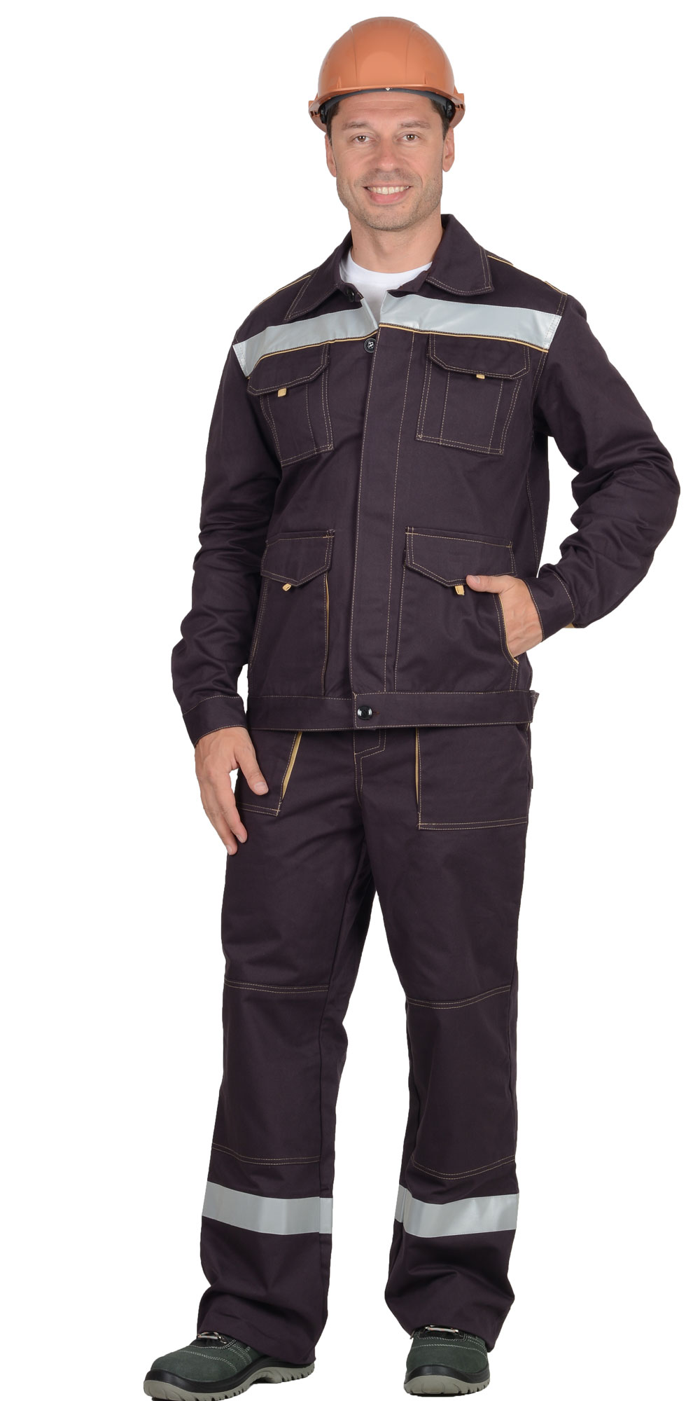 Костюм "ТРОЯ" с брюками (100% ХБ, пл. 320 гр/м2), коричневый