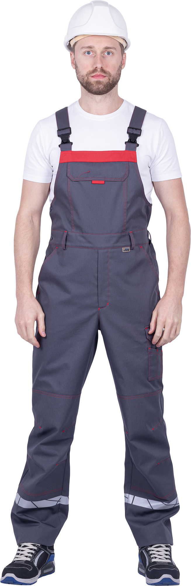 Полукомбинезон ХАЙ-ТЕК SAFETY летний, серый/красный